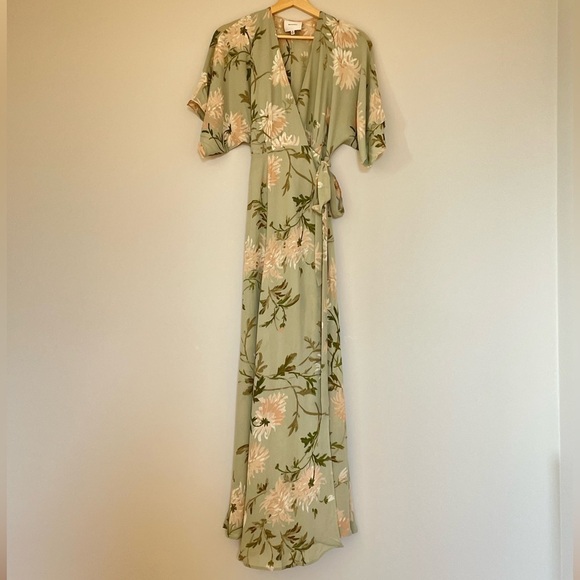 NEW Reformation Winslow Wrap Dress Pergola Floral Green | size XS - Picture 8 of 14